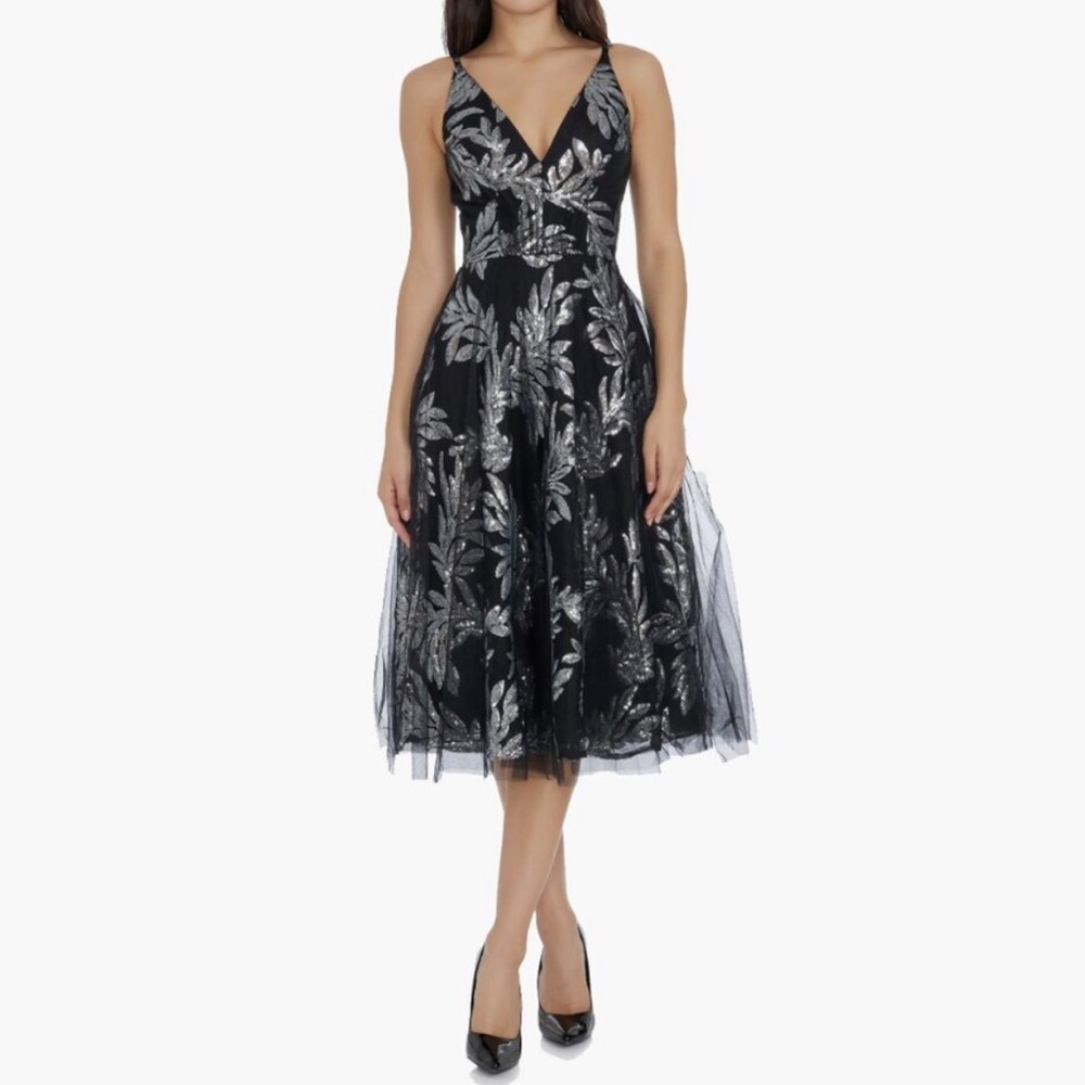 Elegant Black and Silver Embroidered Dress